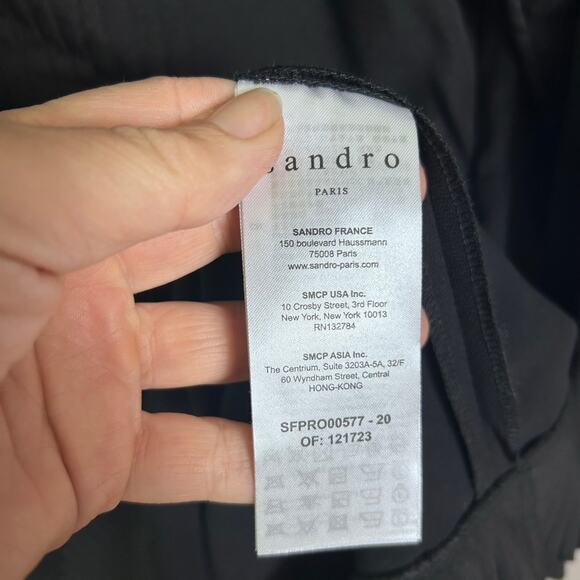 Sandro dress US 8 EU 40 Coreen Embellished black pleated work cocktail‎ modern - Picture 12 of 13